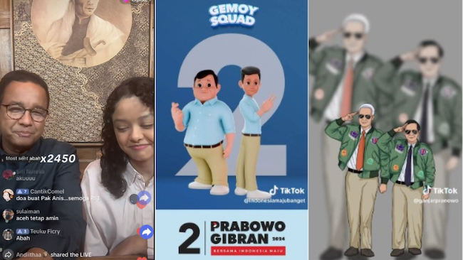 TikTok presence of the three presidential candidates. / TikTok